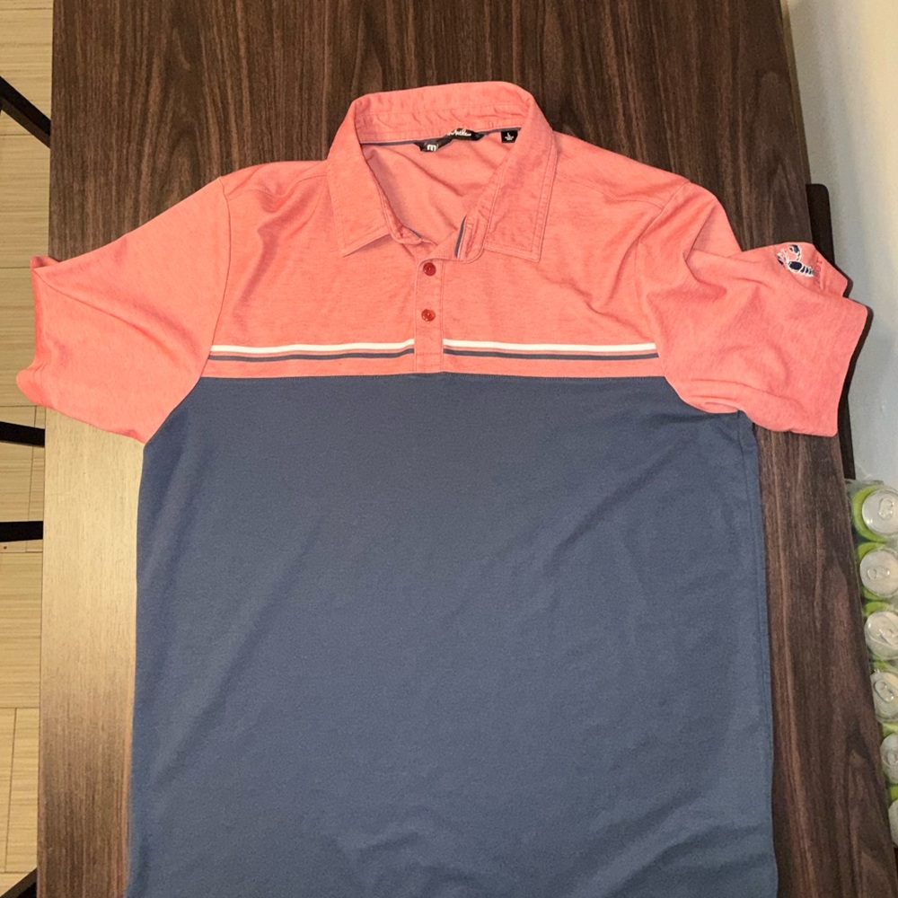 Travis Mathew Red and Blue Polo Shirt